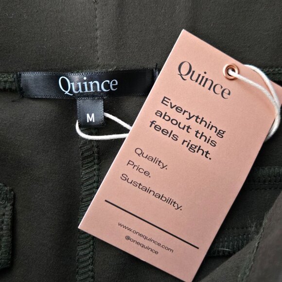 Quince Ponte Stretch Pants M Dark Green Straight Leg Minimalist Pull On Trousers - Picture 9 of 13